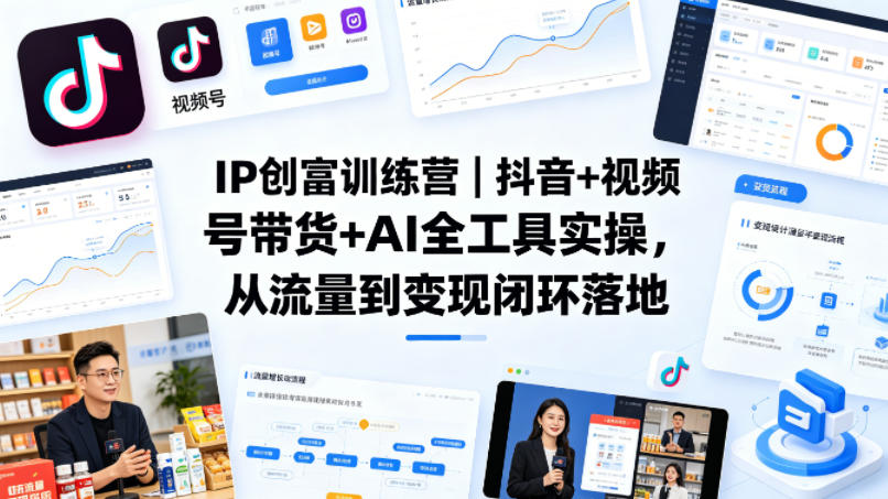 IP创富训练营|抖音+视频号带货+AI全工具实操,从流量到变现闭环落地插图 IP创富训练营|抖音+视频号带货+AI全工具实操,从流量到变现闭环落地