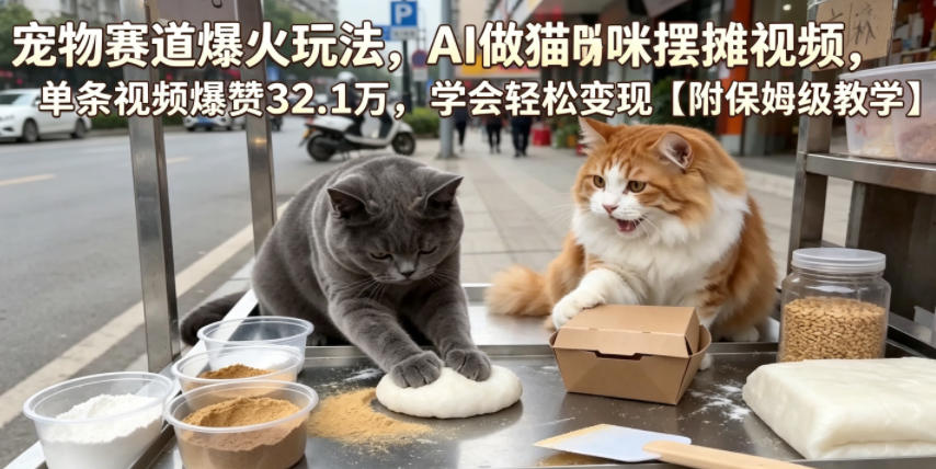 宠物赛道爆火玩法,AI做猫咪摆摊视频,单条视频爆赞32.1万,学会轻松变现【附保姆级教学】插图 宠物赛道爆火玩法,AI做猫咪摆摊视频,单条视频爆赞32.1万,学会轻松变现【附保姆级教学】