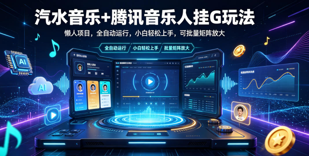 汽水音乐+腾讯音乐人挂G玩法,懒人项目,全自动运行,小白轻松上手,可批量矩阵放大【揭秘】插图 汽水音乐+腾讯音乐人挂G玩法,懒人项目,全自动运行,小白轻松上手,可批量矩阵放大【揭秘】