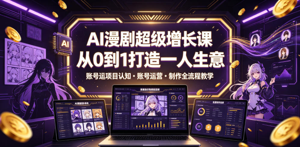 AI漫剧超级增长课,从0到1打造一人生意,项目认知账号运营制作全流程教学插图 AI漫剧超级增长课,从0到1打造一人生意,项目认知账号运营制作全流程教学