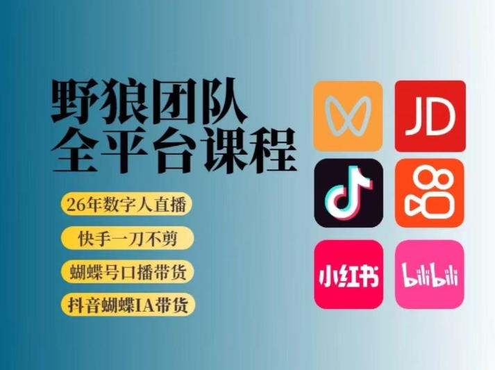 野狼团队2026新版全平台短视频带货教学,打开流量突破口,开始Ai带货(更新26年4月25日)插图 野狼团队2026新版全平台短视频带货教学,打开流量突破口,开始Ai带货(更新26年4月25日)