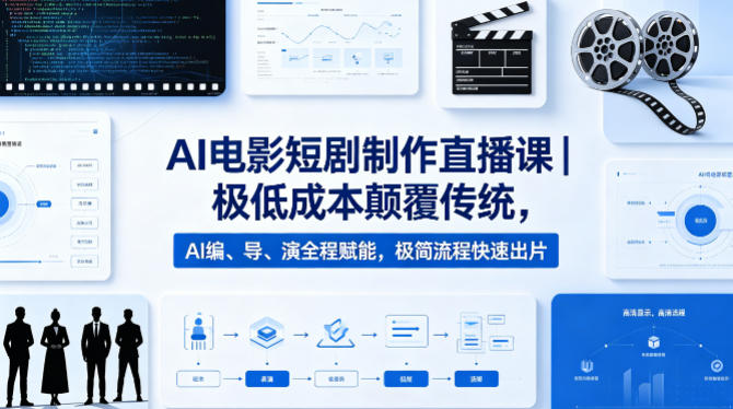 AI电影短剧制作直播课|极低成本颠覆传统,AI编、导、演全程赋能,极简流程快速出片插图 AI电影短剧制作直播课|极低成本颠覆传统,AI编、导、演全程赋能,极简流程快速出片