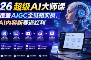 2026超级AI大师课,完整覆盖AIGC全链路实操,抢占AI内容新赛道红利