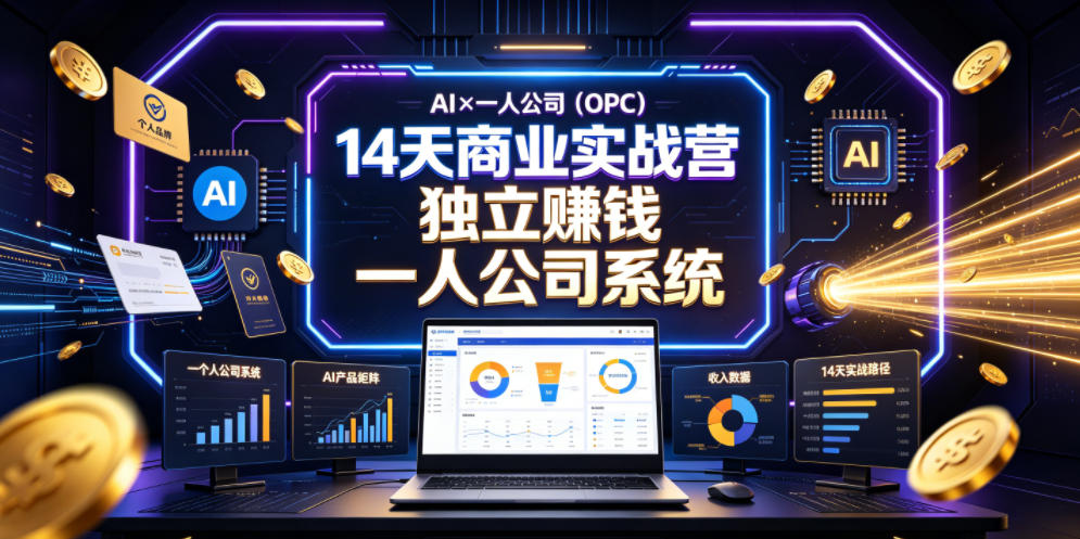 AI×一人公司(OPC)14天商业实战营,用AI帮你搭建一个属于你自己的、能独立賺钱的一人公司系统插图 AI×一人公司(OPC)14天商业实战营,用AI帮你搭建一个属于你自己的、能独立賺钱的一人公司系统