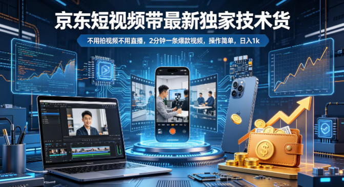 京东短视频带货最新独家技术,不用拍视频不用直播,2分钟一条爆款视频,操作简单,日入1k+【揭秘】插图 京东短视频带货最新独家技术,不用拍视频不用直播,2分钟一条爆款视频,操作简单,日入1k+【揭秘】