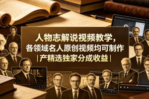 人物志解说视频教学，各领域名人原创视频均可制作丨精选独家分成收益（更新0430）
