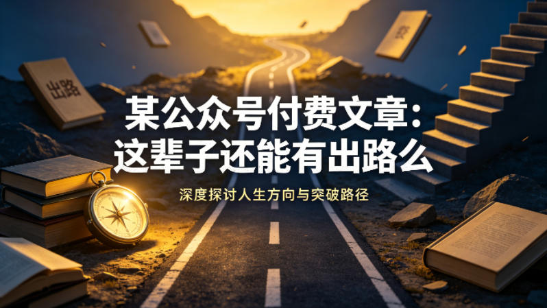 某公众号付费文章:这辈子还能有出路么插图 某公众号付费文章:这辈子还能有出路么