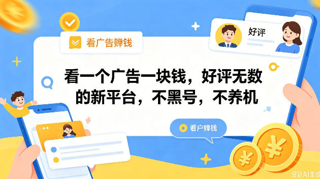看一个广告一块钱,好评无数的新平台,不黑号,不养机,一撸几十块钱还是不错的【揭秘】插图 看一个广告一块钱,好评无数的新平台,不黑号,不养机,一撸几十块钱还是不错的【揭秘】