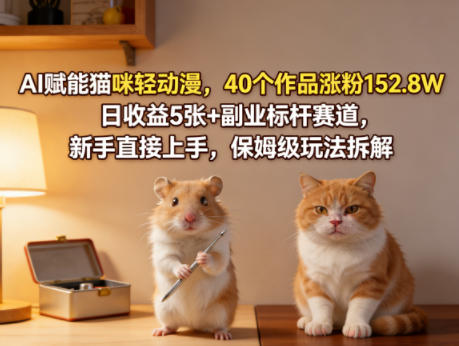 AI赋能猫咪轻动漫,40个作品涨粉152.8W,日收益5张+副业标杆赛道,新手直接上手,保姆级玩法拆解插图 AI赋能猫咪轻动漫,40个作品涨粉152.8W,日收益5张+副业标杆赛道,新手直接上手,保姆级玩法拆解