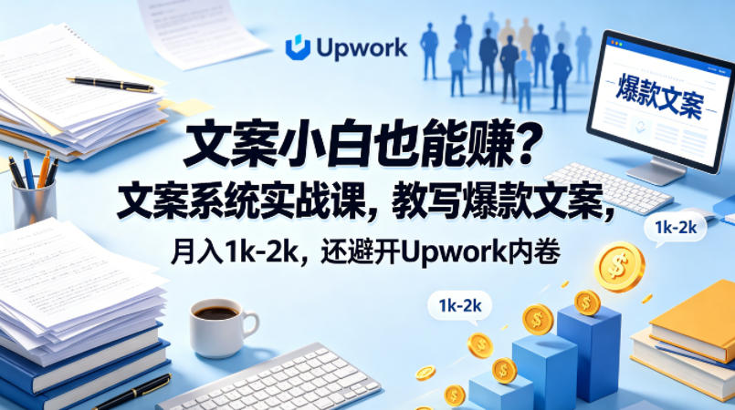 文案小白也能賺?文案系统实战课,教写爆款文案,月入1k-2k,还避开Upwork内卷【原创双语字幕】插图 文案小白也能賺?文案系统实战课,教写爆款文案,月入1k-2k,还避开Upwork内卷【原创双语字幕】