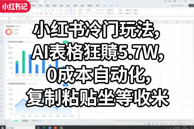 小红书冷门玩法,AI表格狂賺5.7W,0成本自动化,复制粘贴坐等收米插图 小红书冷门玩法,AI表格狂賺5.7W,0成本自动化,复制粘贴坐等收米