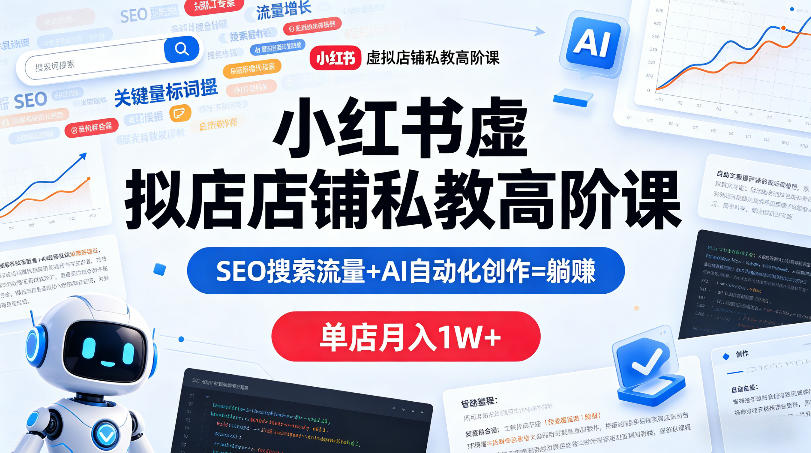 小红书虚拟店铺私教高阶课,SEO搜索流量+AI自动化创作=躺賺,单店月入1W+插图 小红书虚拟店铺私教高阶课,SEO搜索流量+AI自动化创作=躺賺,单店月入1W+