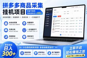 拼多多商品信息采集挂G项目，批量可矩阵，单机轻松日入300+，长期稳定【揭秘】