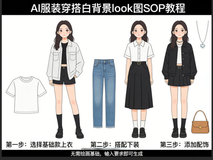 AI服装穿搭白背景look图SOP教程,不用会画画,提几句具体要求,AI就能还你一个奇迹插图 AI服装穿搭白背景look图SOP教程,不用会画画,提几句具体要求,AI就能还你一个奇迹