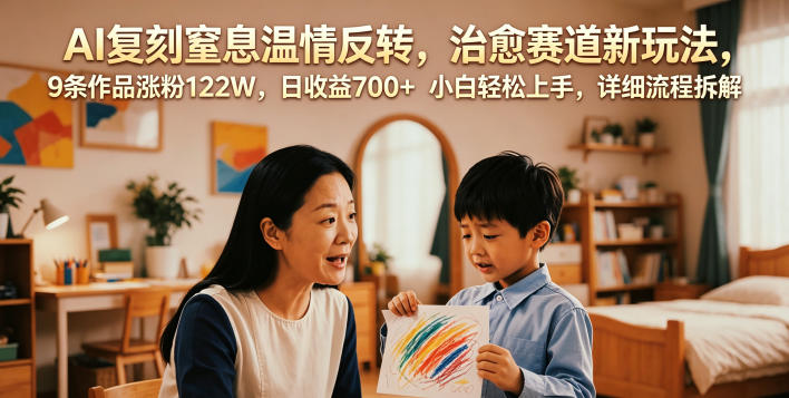 AI复刻窒息温情反转,治愈赛道新玩法,9条作品涨粉122W,日收益700+ 小白轻松上手,详细流程拆解插图 AI复刻窒息温情反转,治愈赛道新玩法,9条作品涨粉122W,日收益700+ 小白轻松上手,详细流程拆解