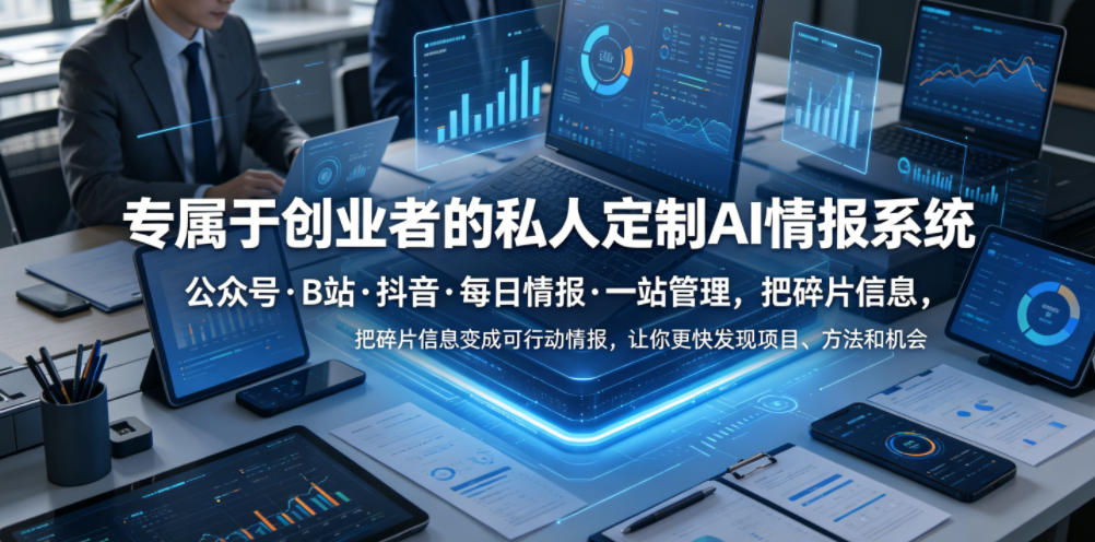 专属于创业者的私人定制AI情报系统,公众号·B站·抖音·每日情报·一站管理,把碎片信息变成可行动情报,让你更快发现项目、方法和机会插图 专属于创业者的私人定制AI情报系统,公众号·B站·抖音·每日情报·一站管理,把碎片信息变成可行动情报,让你更快发现项目、方法和机会