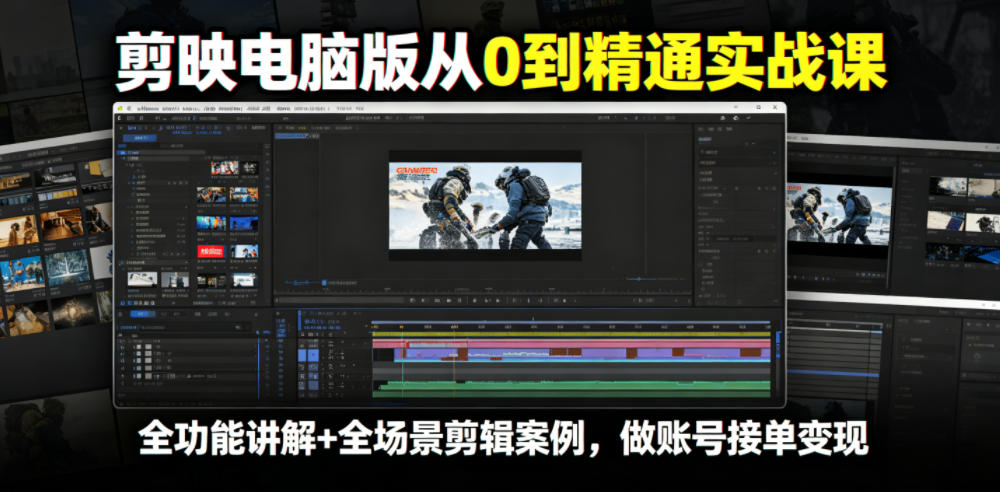 剪映电脑版从0到精通实战课,全功能讲解+全场景剪辑案例,做账号接单变现插图 剪映电脑版从0到精通实战课,全功能讲解+全场景剪辑案例,做账号接单变现