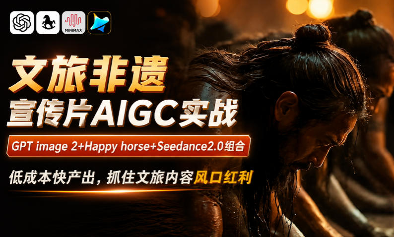文旅非遗宣传片AIGC实战,GPT image 2+Happy horse+Seedance2.0组合,低成本快产出,抓住文旅内容风口红利插图 文旅非遗宣传片AIGC实战,GPT image 2+Happy horse+Seedance2.0组合,低成本快产出,抓住文旅内容风口红利