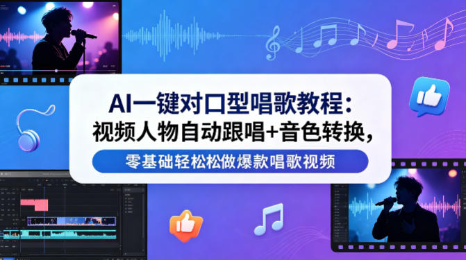 AI一键对口型唱歌教程:视频人物自动跟唱+音色转换,零基础轻松做爆款唱歌视频插图 AI一键对口型唱歌教程:视频人物自动跟唱+音色转换,零基础轻松做爆款唱歌视频