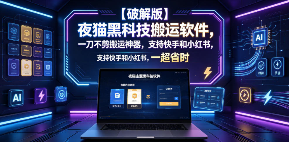 【破解版】夜猫黑科技搬运软件,一刀不剪搬运神器,支持快手和小红书,一键搬运超省时!插图 【破解版】夜猫黑科技搬运软件,一刀不剪搬运神器,支持快手和小红书,一键搬运超省时!