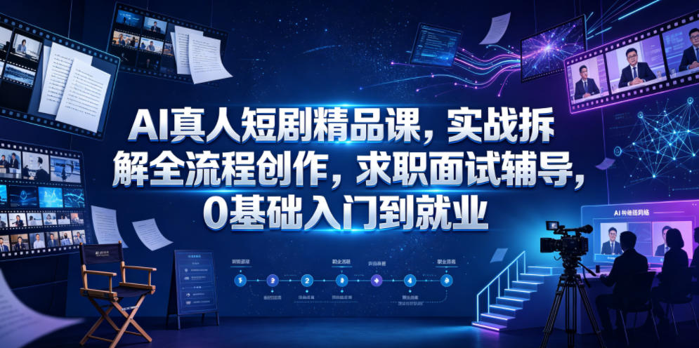 AI真人短剧精品课,实战拆解全流程创作,求职面试辅导,0基础入门到就业插图 AI真人短剧精品课,实战拆解全流程创作,求职面试辅导,0基础入门到就业