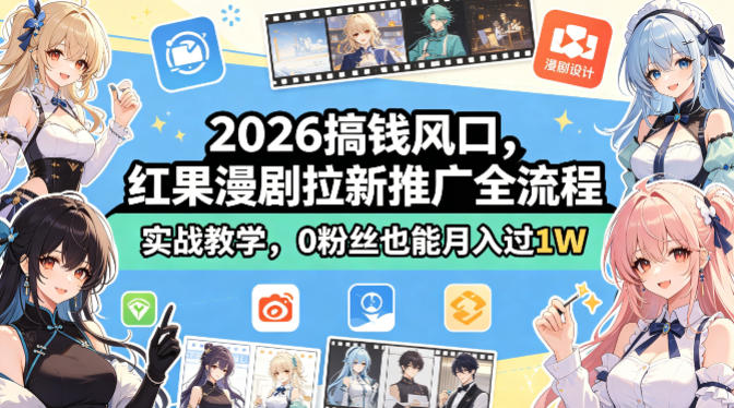 2026搞钱风口,红果漫剧拉新推广全流程实战教学,0粉丝也能月入过1W插图 2026搞钱风口,红果漫剧拉新推广全流程实战教学,0粉丝也能月入过1W