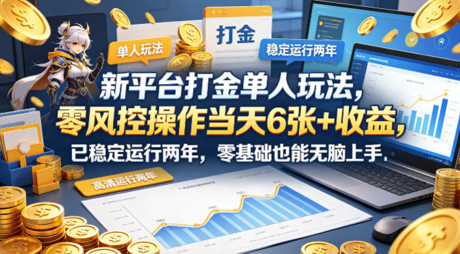 新平台打金单人玩法,零风控操作当天6张+收益,已稳定运行两年,零基础也能无脑上手【揭秘】插图 新平台打金单人玩法,零风控操作当天6张+收益,已稳定运行两年,零基础也能无脑上手【揭秘】