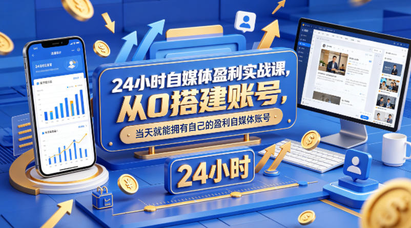 24小时自媒体盈利实战课,从0搭建账号,当天就能拥有自己的盈利自媒体账号插图 24小时自媒体盈利实战课,从0搭建账号,当天就能拥有自己的盈利自媒体账号