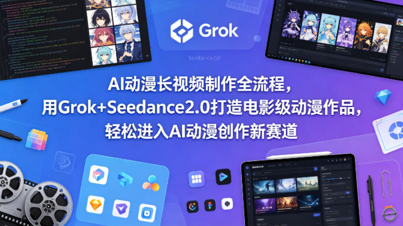 AI动漫长视频制作全流程,用Grok+Seedance2.0打造电影级动漫作品,轻松进入AI动漫创作新赛道插图 AI动漫长视频制作全流程,用Grok+Seedance2.0打造电影级动漫作品,轻松进入AI动漫创作新赛道