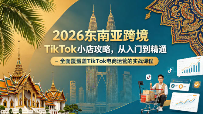 2026东南亚跨境TikTok小店攻略,从入门到精通、全面覆盖TikTok电商运营的实战课程(更新4月)插图 2026东南亚跨境TikTok小店攻略,从入门到精通、全面覆盖TikTok电商运营的实战课程(更新4月)
