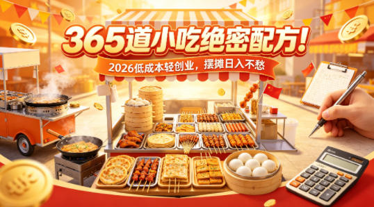 365道小吃绝密配方!2026低成本轻创业,摆摊日入不愁插图 365道小吃绝密配方!2026低成本轻创业,摆摊日入不愁