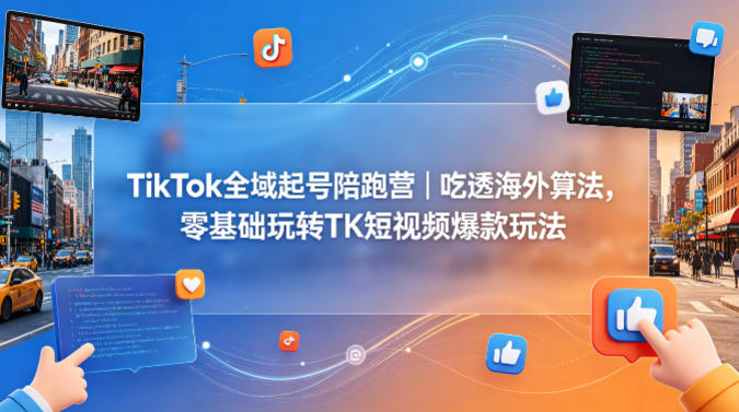 TikTok全域起号陪跑营|吃透海外算法,零基础玩转TK短视频爆款玩法插图 TikTok全域起号陪跑营|吃透海外算法,零基础玩转TK短视频爆款玩法