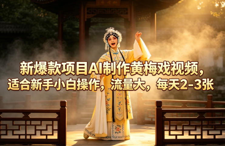 新爆款项目AI制作黄梅戏视频,适合新手小白操作,流量大,每天2-3张插图 新爆款项目AI制作黄梅戏视频,适合新手小白操作,流量大,每天2-3张