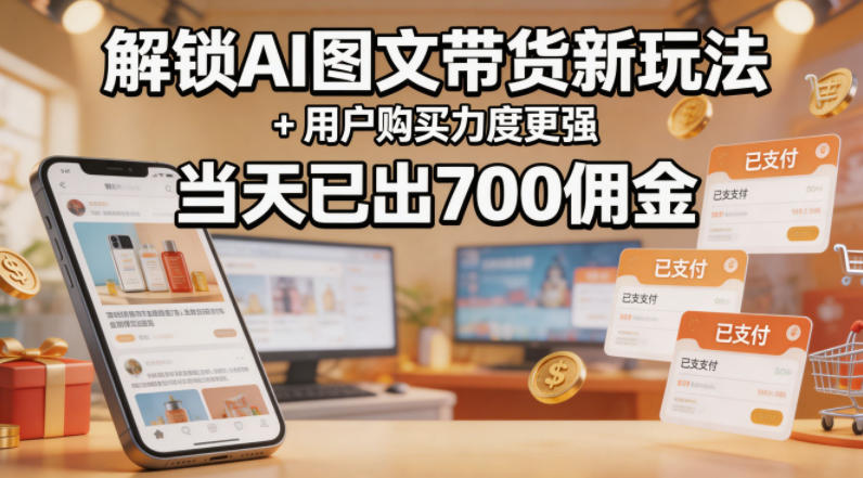 解锁ai图文带货新玩法+用户购买力度更强,当天已出700佣金,详细拆解插图 解锁ai图文带货新玩法+用户购买力度更强,当天已出700佣金,详细拆解
