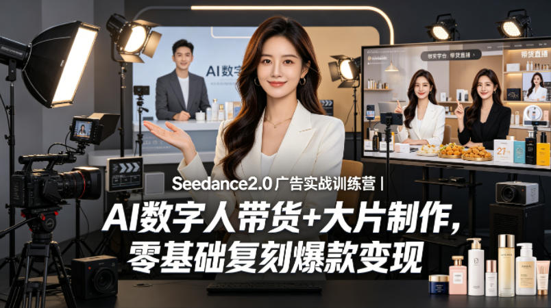 Seedance2.0广告实战训练营|AI数字人带货+大片制作,零基础复刻爆款变现插图 Seedance2.0广告实战训练营|AI数字人带货+大片制作,零基础复刻爆款变现