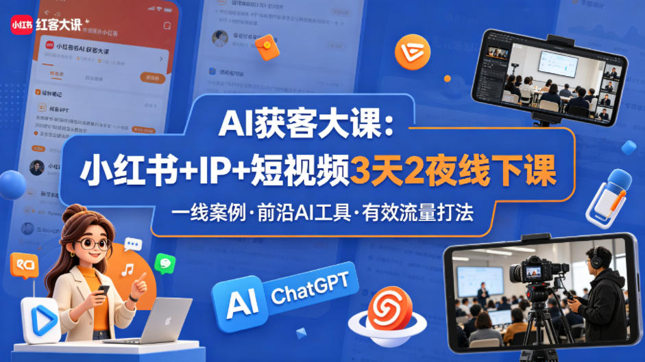 AI获客大课小红书+IP+短视频3天2夜线下课,用最真实的一线案例,最前沿的AI工具,最有效的流量打法插图 AI获客大课小红书+IP+短视频3天2夜线下课,用最真实的一线案例,最前沿的AI工具,最有效的流量打法