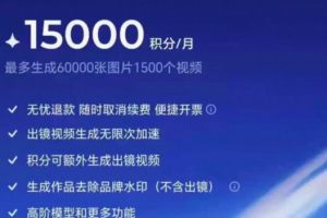 撸即梦积分技术，499充值得15000积分技术，效果自测，不保证百分百