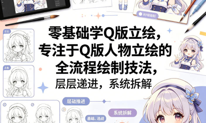 零基础学Q版立绘,专注于Q版人物立绘的全流程绘制技法,层层递进,系统拆解插图 零基础学Q版立绘,专注于Q版人物立绘的全流程绘制技法,层层递进,系统拆解