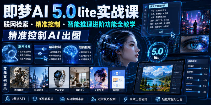 即梦AI 5.0 lite实战课,联网检索精准控制智能推理进阶功能全教学,精准控制AI出图插图 即梦AI 5.0 lite实战课,联网检索精准控制智能推理进阶功能全教学,精准控制AI出图